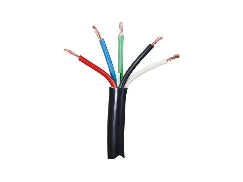 Sparex Electrical Cable 5 Core 1.5mm² Black PVC Roll 50M Heavy-Duty | S.5963