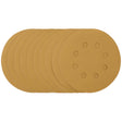Draper Gold Sanding Discs With Hook & Loop, 125mm, 400 Grit, 8 Dust Extraction Holes (Pack Of 10) - SDHALG125 - Farming Parts