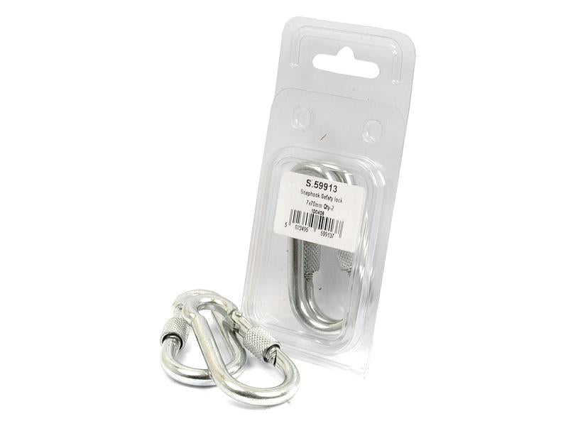 Sparex Safety Snap Hook 7x70mm Agripak 2-Pack Secure Latch | S.59913