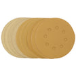 Draper Gold Sanding Discs With Hook & Loop, 125mm, Assorted Grit - 120G, 180G, 240G, 320G, 400G, 8 Dust Extraction Holes (Pack Of 10) - SDHALG125 - Farming Parts