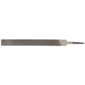 The Draper Bastard Cut Hand File, 12 X 200mm - HF/1 boasts a tapered end and a flat body, crafted from durable carbon chrome steel. Its textured surface ensures efficient filing, while the rust preventative properties guarantee long-lasting use.