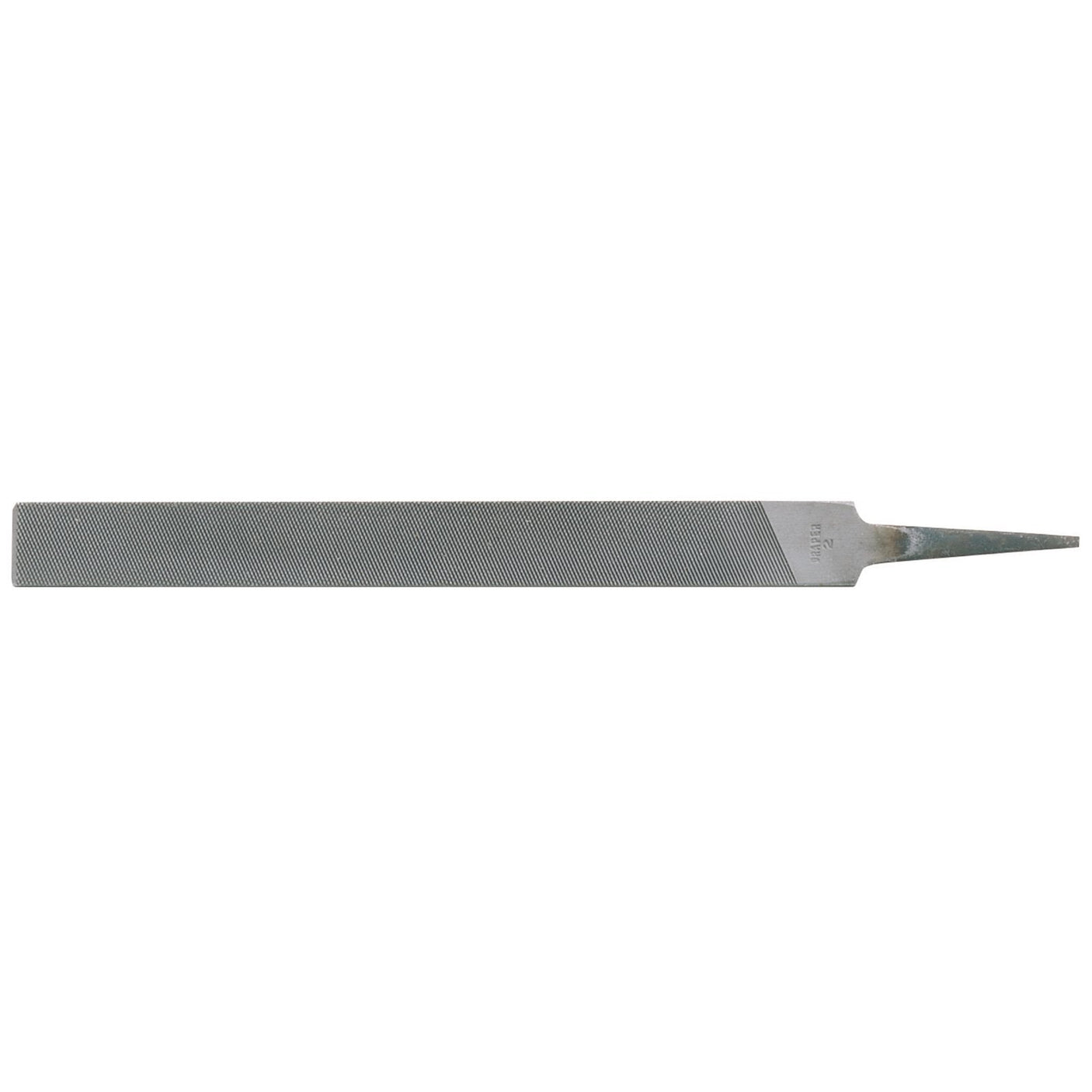 The Draper Second Cut Hand File, 12 X 150mm - HF/2, a high-quality metal file from Draper, is crafted from carbon chrome steel with a pointed tip and fine ridges along its length for smoothing surfaces and boasts a rust preventative finish.