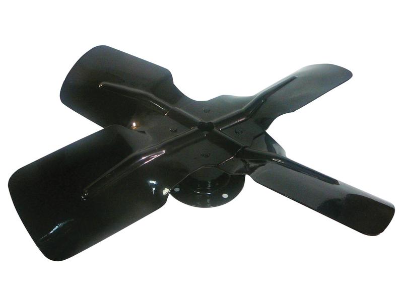 Image of a Sparex Fan Blade (Part Number: S.60571), featuring a four-blade black metal rotor with a central mounting hub, compatible with Sparex products.