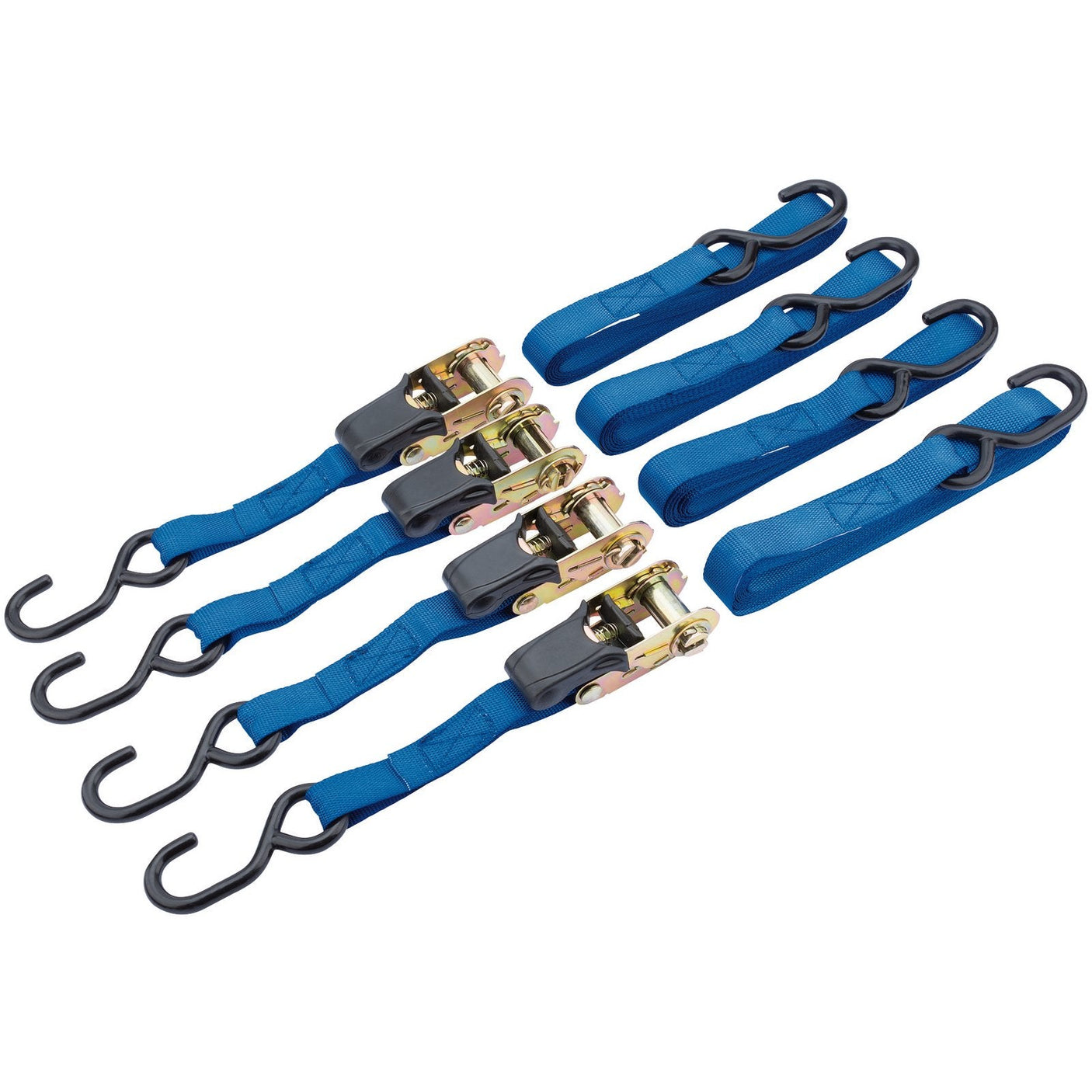 Draper Ratcheting Tie Down Straps, 5M X 25mm, 250Kg (4 Piece) - RTDS25B4/B - Farming Parts