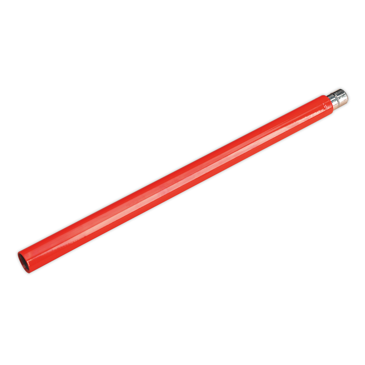 The Sealey SuperSnap® Tube Extension 560mm - 610/A2 is a red cylindrical rod with a metallic end cap, ideal for use with Super Snap Tubing systems.