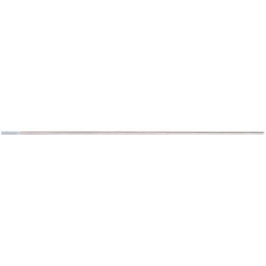 A long, thin, straight metallic rod with a small, light-colored segment at one end, often used as spare electrodes by TIG welders is the Draper Zirconiated Tungsten Electrode, 1.6 X 150mm - W630.