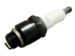 A close-up image of a Sparex | Spark Plug featuring a black and white body and a metal tip.