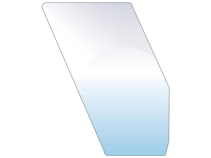 The Door Glass RH (Sparex Part Number: S.62508) by Sparex is a clear, rectangular glass panel with one angled edge and a gradient effect that transitions from white at the top to light blue at the bottom, making it perfect for Sparex Cab applications.