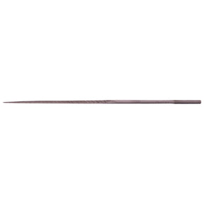 The Draper Square Second Cut Needle File (Box of 12) - NF is a slender, tapered tool crafted from hardened and tempered high carbon steel, featuring a fine rasp texture and a rectangular handle section.