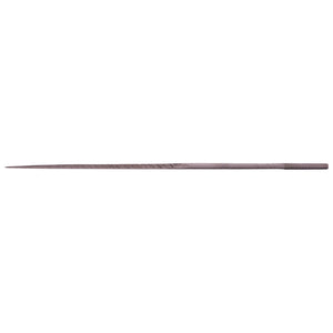 The Draper Square Second Cut Needle File (Box of 12) - NF is a slender, tapered tool crafted from hardened and tempered high carbon steel, featuring a fine rasp texture and a rectangular handle section.