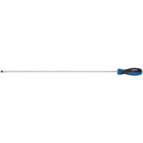Image of a Draper Plain Slot Screwdriver, 6 X 450mm - 976, featuring an extra long flat-head with a bi-material soft grip handle and chrome vanadium steel construction.