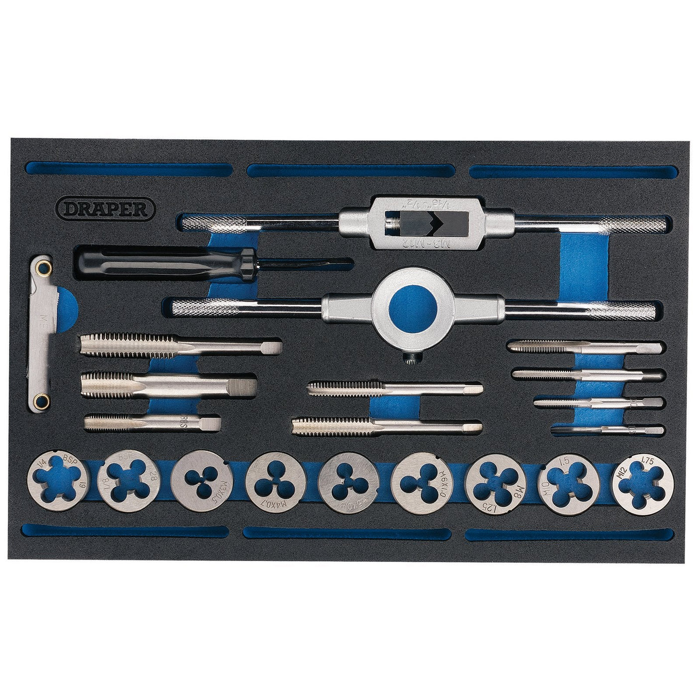 Draper Combination Tap And Die Set - Metric And Bsp In Eva Foam Insert Tray (22 Piece) - IT-EVA37 - Farming Parts