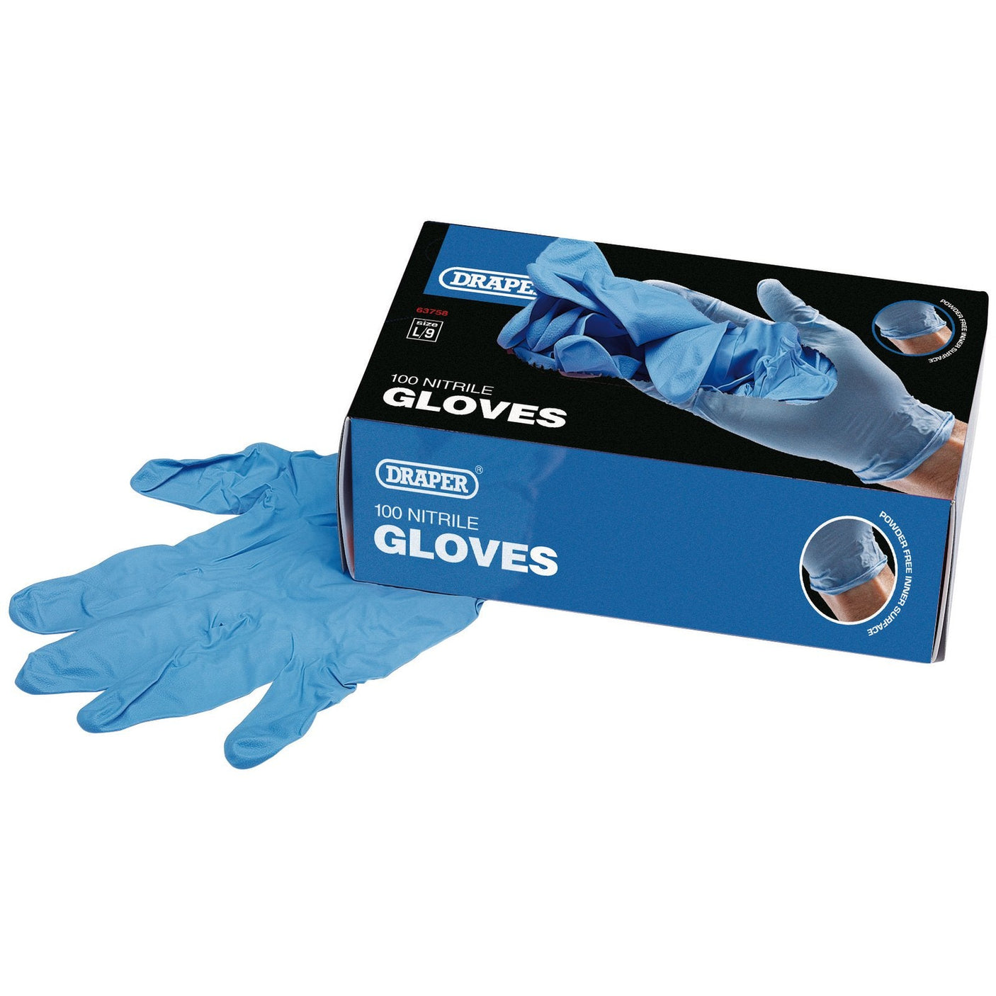 Draper Nitrile Gloves, Large (Box Of 100) - NGSB-100L - Farming Parts