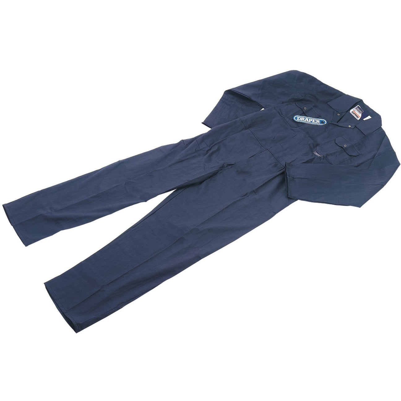 The Draper Boiler Suit, Extra Large - BS2, in navy blue, features long sleeves, an elasticated back, and practical breast pockets, laid flat.