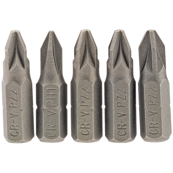 Draper Pz Type Insert Bit, 1/4" Hex, 25mm Long, No.2 (Pack - 25PZ/5/B