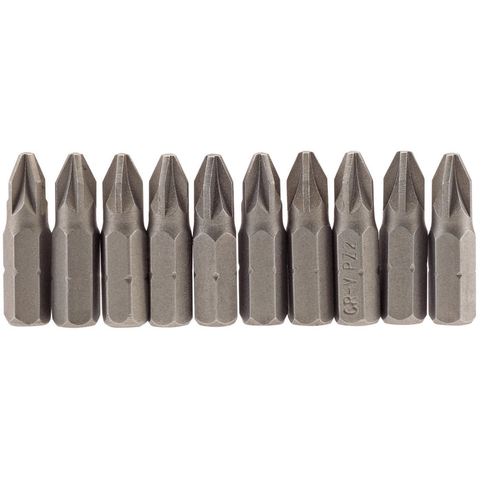 Draper Pz Type Insert Bit, 1/4" Hex, 25mm Long, No.2 (Pack - 25PZ/10/B