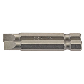 The Draper Plain Slot Insert Bit, available in a pack of two, features double-ended flathead tips and a hexagonal 1/4" shaft. Each 50mm long bit is crafted from hardened and tempered chrome vanadium steel for enhanced strength.
