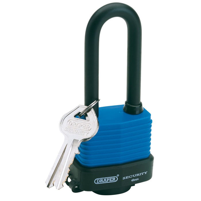 Draper Laminated Steel Padlock With Extra Long Shackle, - 8307/45L