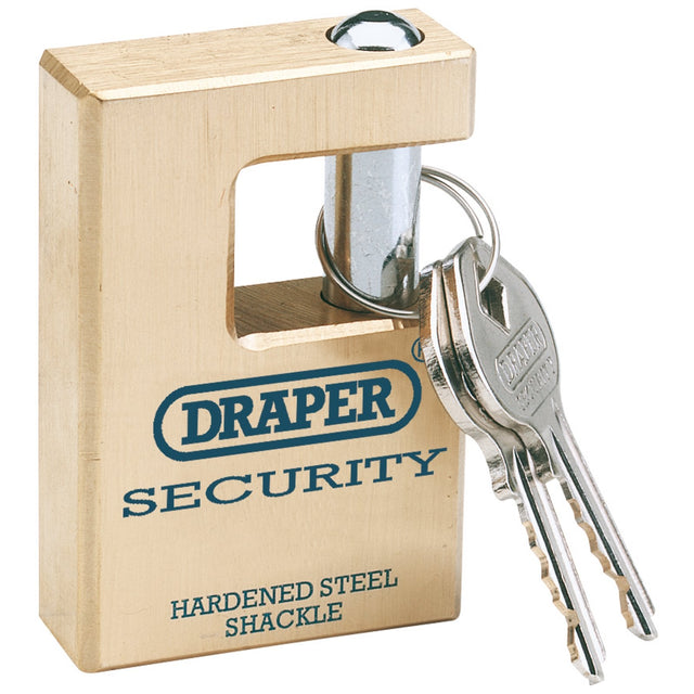 Draper Expert Close Shackle Solid Brass Padlock With Hardened Steel Shackle, 2 Keys, 63mm - 8313/63 - Farming Parts