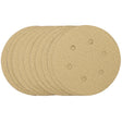 Draper Gold Sanding Discs With Hook & Loop, 150mm, 180 Grit, 6 Dust Extraction Holes (Pack Of 10) - SDHALG150 - Farming Parts