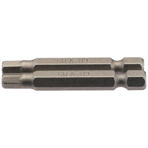 Draper Hexagonal Insert Bit, 5mm, 1/4" Hex, 50mm Long (Pack Of 2) - 50HX/2/B - Farming Parts