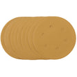 Draper Gold Sanding Discs With Hook & Loop, 150mm, 240 Grit, 6 Dust Extraction Holes (Pack Of 10) - SDHALG150 - Farming Parts