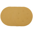 Draper Gold Sanding Discs With Hook & Loop, 150mm, 320 Grit, 6 Dust Extraction Holes (Pack Of 10) - SDHALG150 - Farming Parts