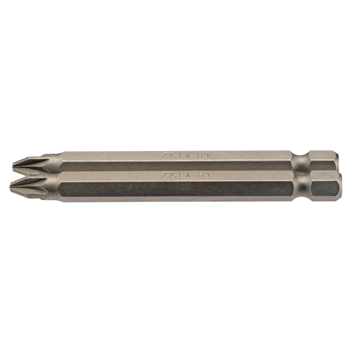 Close-up of the Draper Pz Type Insert Bit, featuring a double-ended design with a 1/4" hexagonal shank, crafted from durable chrome vanadium steel, measuring 75mm in length.