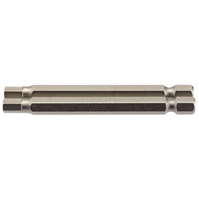 The Draper Hexagonal Insert Bit, 5mm, 1/4" Hex, 75mm Long (Pack of 2) - 75HX/2/B features a double-ended design and is made of chrome vanadium steel with a hexagonal shape on each end.