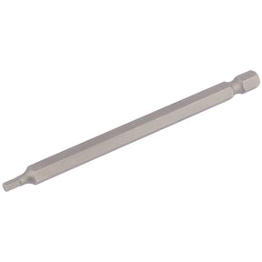 The Draper Hexagonal Insert Bit is a 3mm, 1/4" hex, 100mm long, double-ended screwdriver bit with a shot blast finish made from chrome vanadium steel.
