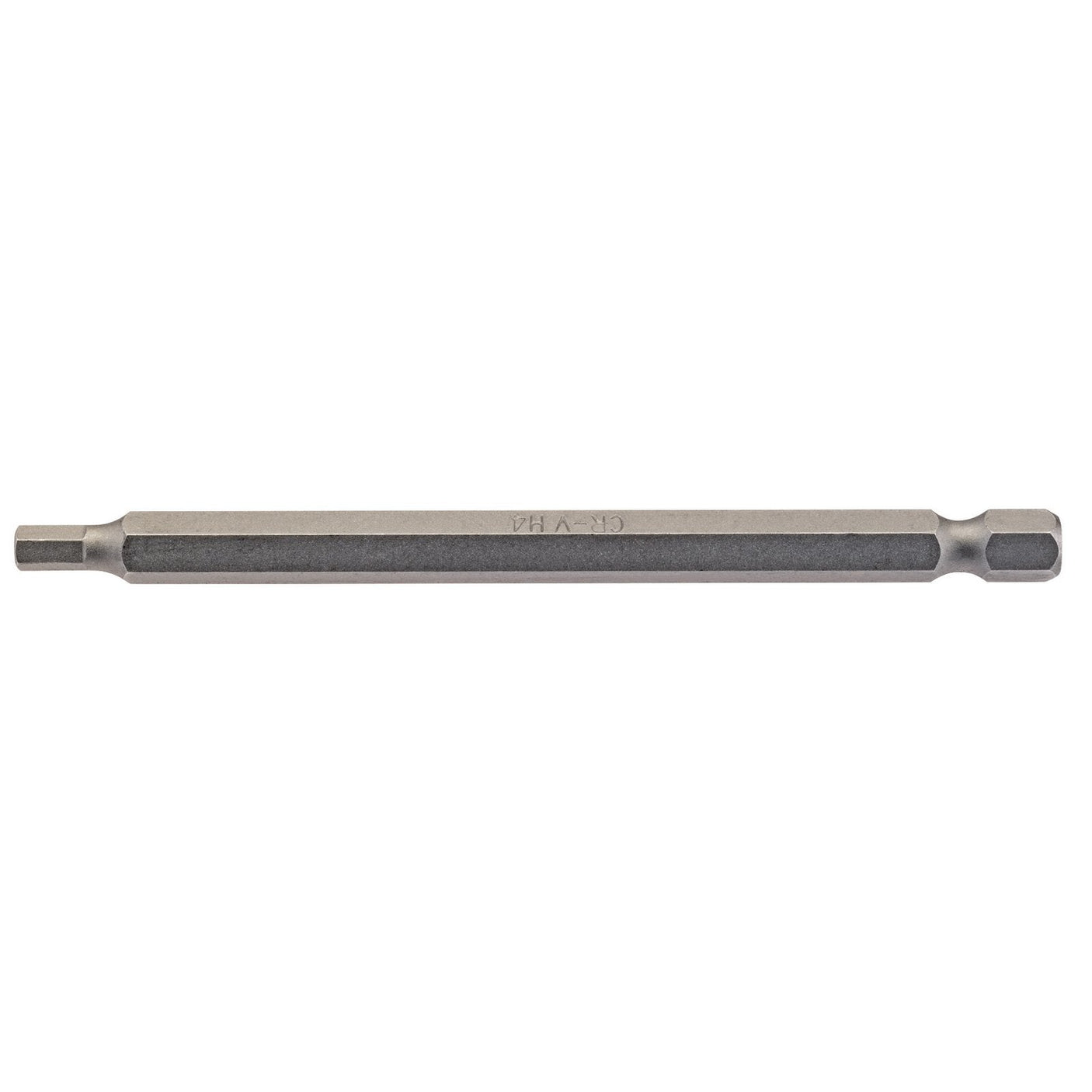 The Draper Hexagonal Insert Bit, measuring 4mm with a 1/4" hex drive and 100mm in length, is crafted from durable chrome vanadium steel and coated with a shot blast finish. This high-quality bit features a square drive at one end and a hexagonal end at the other, making it ideal for fastening applications.