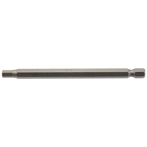 The Draper Hexagonal Insert Bit, 5mm, 1/4" Hex, and 100mm long is crafted from tempered Chrome vanadium steel with a standard shank and bit end.