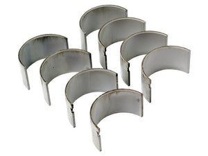 The Sparex Conrod Bearing +0.030'' (0.75mm) Set, identifiable by the Sparex Part Number S.65202, includes eight 0.75mm semicircular metal bearing shells, arranged in two rows.