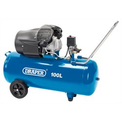 Draper 100L Direct Drive V-Twin Air Compressor, 2.2Kw/3Hp - DA100/412TV - Farming Parts