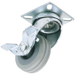 Draper Swivel Plate Fixing Rubber Castor With Brake, 50mm Diameter, S.W.L. 50Kg - 60250PB - Farming Parts