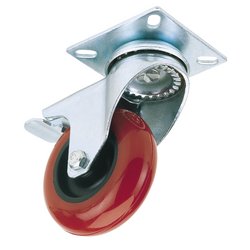 Draper Swivel Plate Fixing Polyurethane Wheel With Brake, 75mm Diameter, S.W.L. 70Kg - 60575PB - Farming Parts