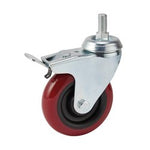 A Draper Swivel Bolt Fixing Polyurethane Wheel with Brake, featuring a 100mm diameter and a load capacity of 125Kg, known for its high tear strength.