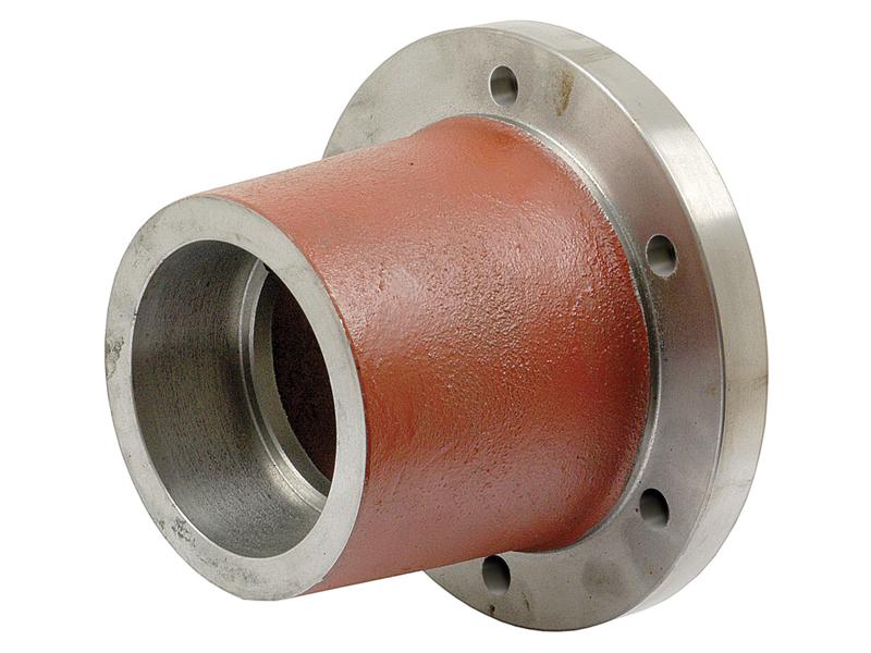 A metallic, cylindrical Sparex Wheel Hub (Part Number: S.65553) with a flange base, featuring a red-brown coating and bolt holes along the flange's perimeter.