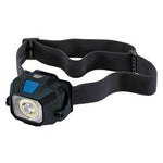 The Draper Cob/Smd LED Wireless/USB Rechargeable Head Torch, known as the WL/HT400, features a black adjustable strap and a prominent central LED light. This 6W headlamp offers the convenience of USB-C charging and provides 400 lumens of brightness. A USB-C cable is included.