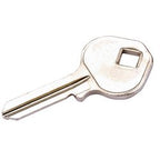 A Draper Key Blank for models 64161, 64165, 64172, 64201, 64202, 64203, and 67659 (Y8305/40) featuring a silver finish with a rounded head and a single square hole near the top.