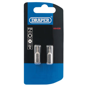 Draper Tx-Star® Insert Bit, 1/4" Hex, 25mm Long, T10 (Pack Of 2) - 25TX/2/B - Farming Parts
