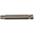 The Draper Tx-Star® Insert Bit, 1/4" Hex, 75mm Long, T27 (Pack Of 2) - 75TX/2/B is a versatile double-ended screwdriver bit made of durable chrome vanadium steel. It features a hexagonal shaft and different types of tips on each end, ideal for Torx fixing systems. Isolated on a white background.