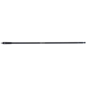 The Draper Extra Long Flat Wood Bit, 10 x 405mm - FB102XL, is a high-quality carbon steel tool featuring a flat, pointed end and a curved, rounded end on the opposite side.