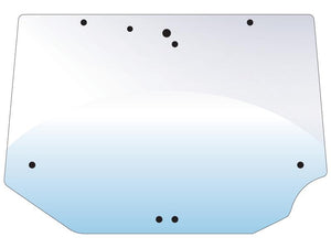 Illustration of the Sparex Rear Window (Sparex Part Number: S.67586), showcasing its translucent, irregularly shaped sheet with multiple black dots dispersed across its curved surface.