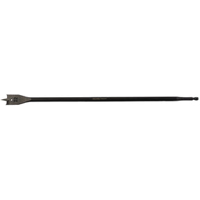 The Draper Extra Long Flat Wood Bit, model FB102XL, is a 405mm high-quality carbon steel spade drill bit with a flat, paddle-shaped tip and a hex shank. The precision-ground central point ensures accuracy, and the tip is labeled with the number "22".