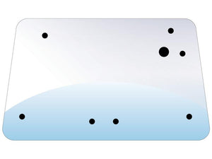 The Sparex Rear Window (Part Number: S.67680) is a rectangular silver plaque with rounded corners, adorned with several small black circular dots scattered across its surface. The lower section displays a blue gradient and includes an integrated handle for easy installation.