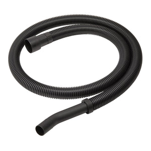 The Draper Flexible Hose, 1.5M - AWDVSS-44, is a black, ribbed vacuum hose designed for flexibility and features an attachment end.