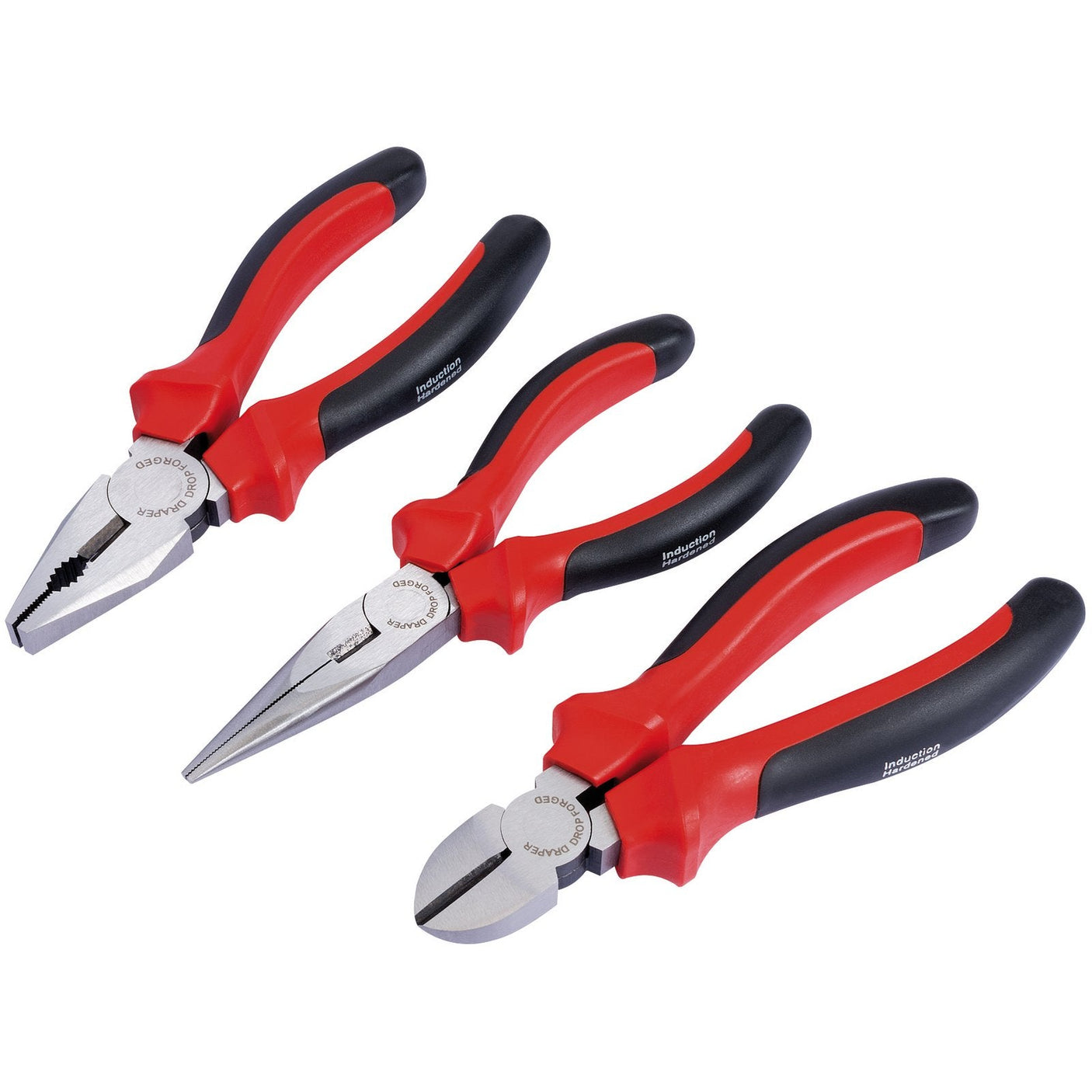 Draper Redline Plier Set With Soft Grip Handles, 160mm (3 Piece) - RL-PSSG - Farming Parts