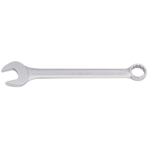 The Draper Redline Metric Combination Spanner, 23mm - RL-8231MM, crafted from tempered chrome vanadium steel, features an open-end on one side and a box-end on the other, meeting DIN3113 specifications.