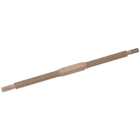 The Draper Metric Thread Restoring File - 22TF from Draper is a double-ended tool featuring a hexagonal central grip and notched metal sections at both ends, ideal for restoring and rethreading bolts.